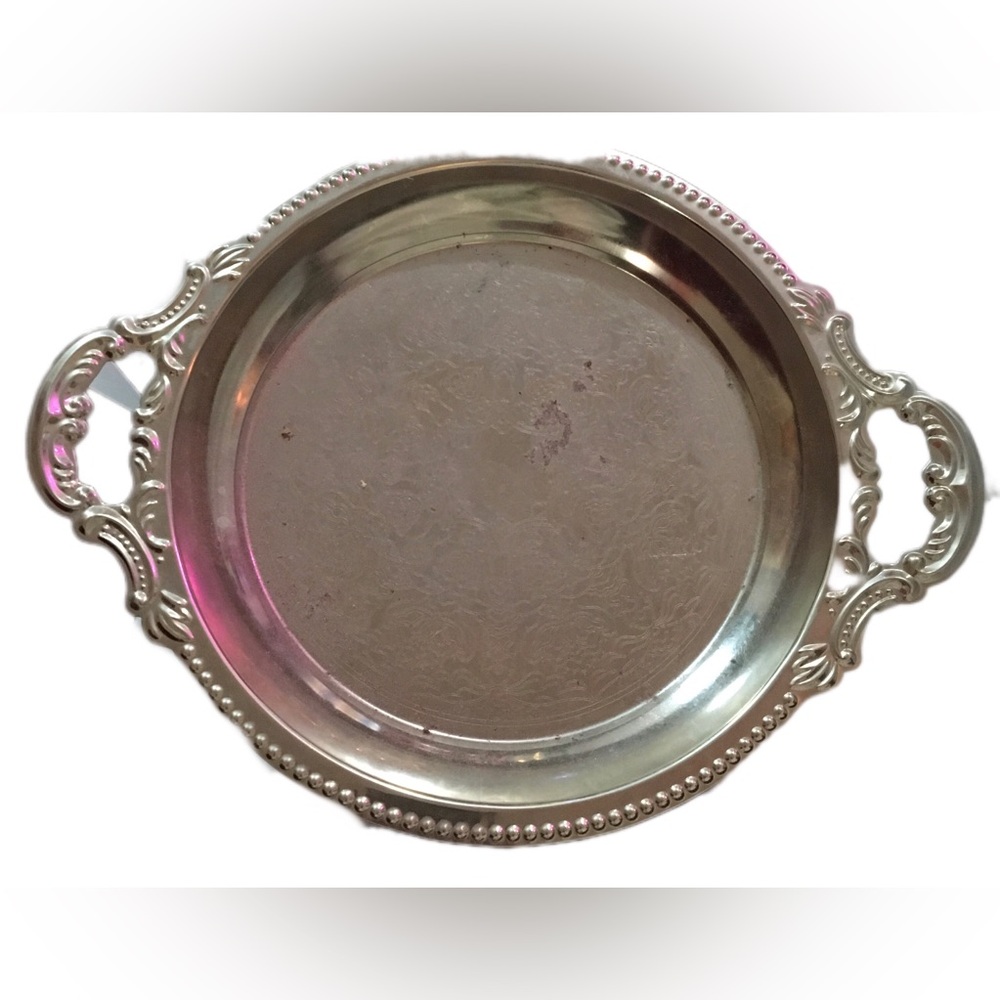Elegant Silver Color Plated Serving Tray